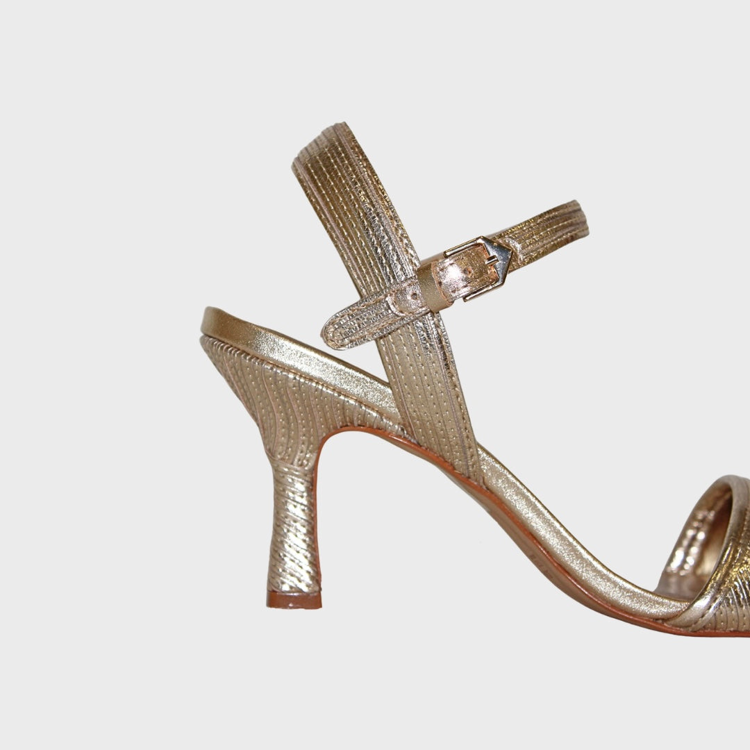 Metallic Embroidered Sandal Heel