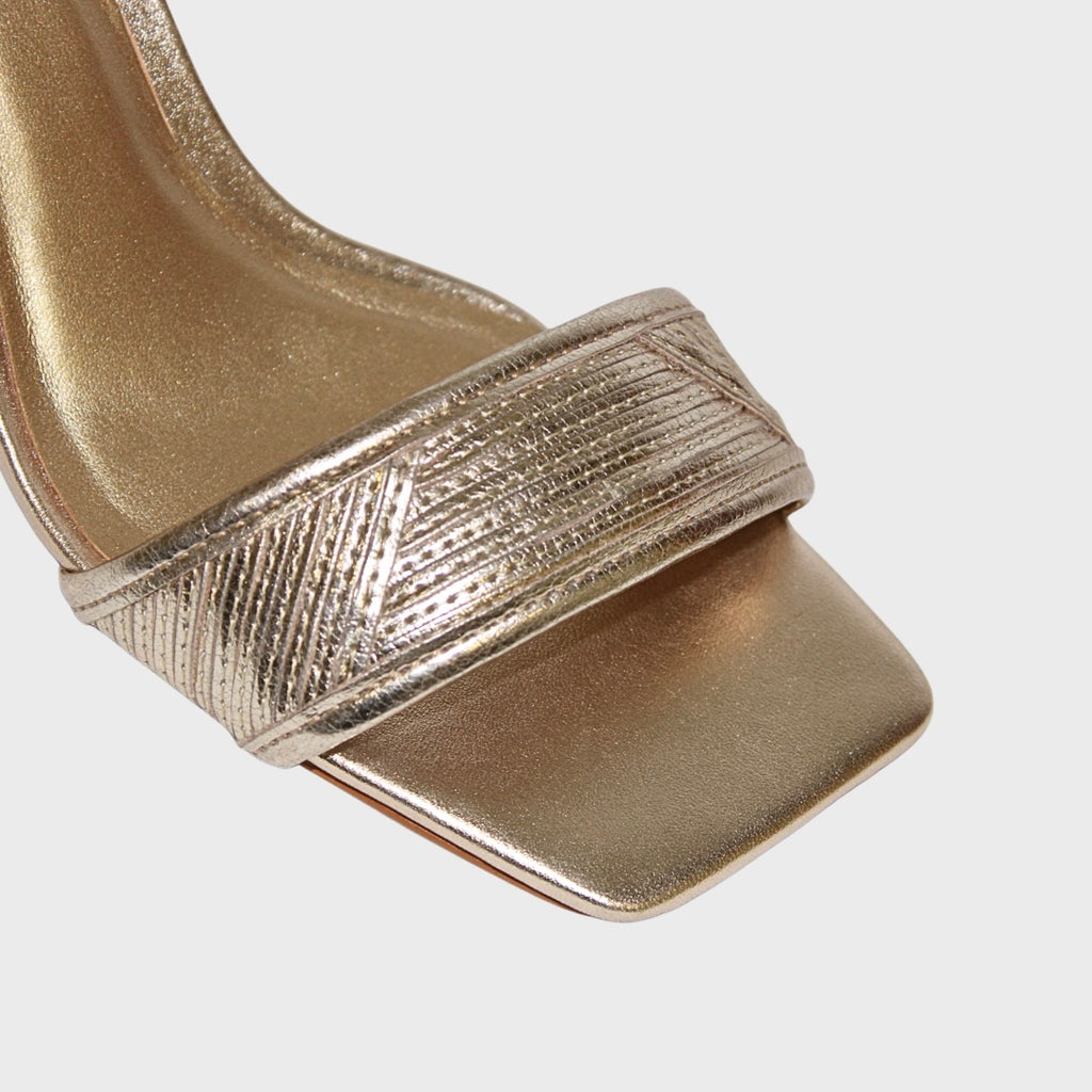 Metallic Embroidered Sandal Heel