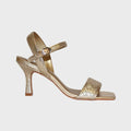 Metallic Embroidered Sandal Heel