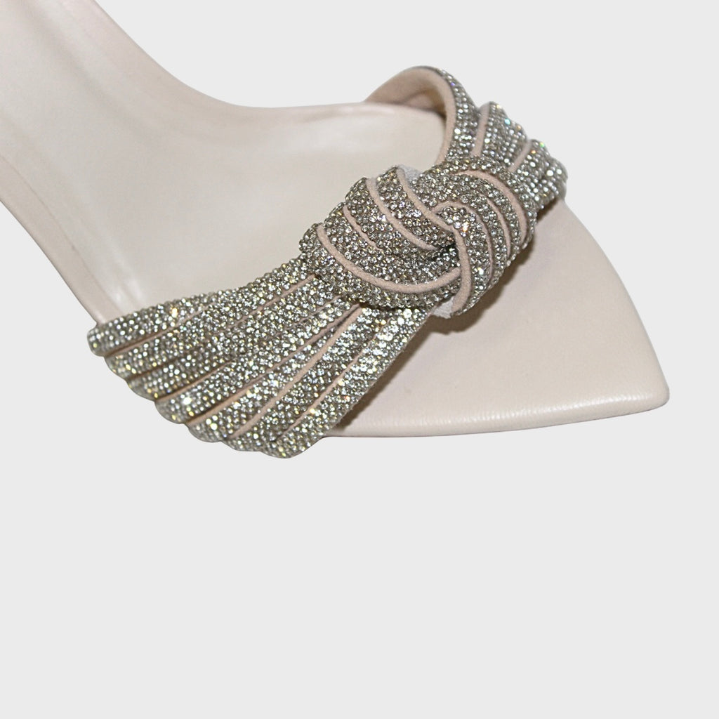 Rhinestone Knot Sandal Heel