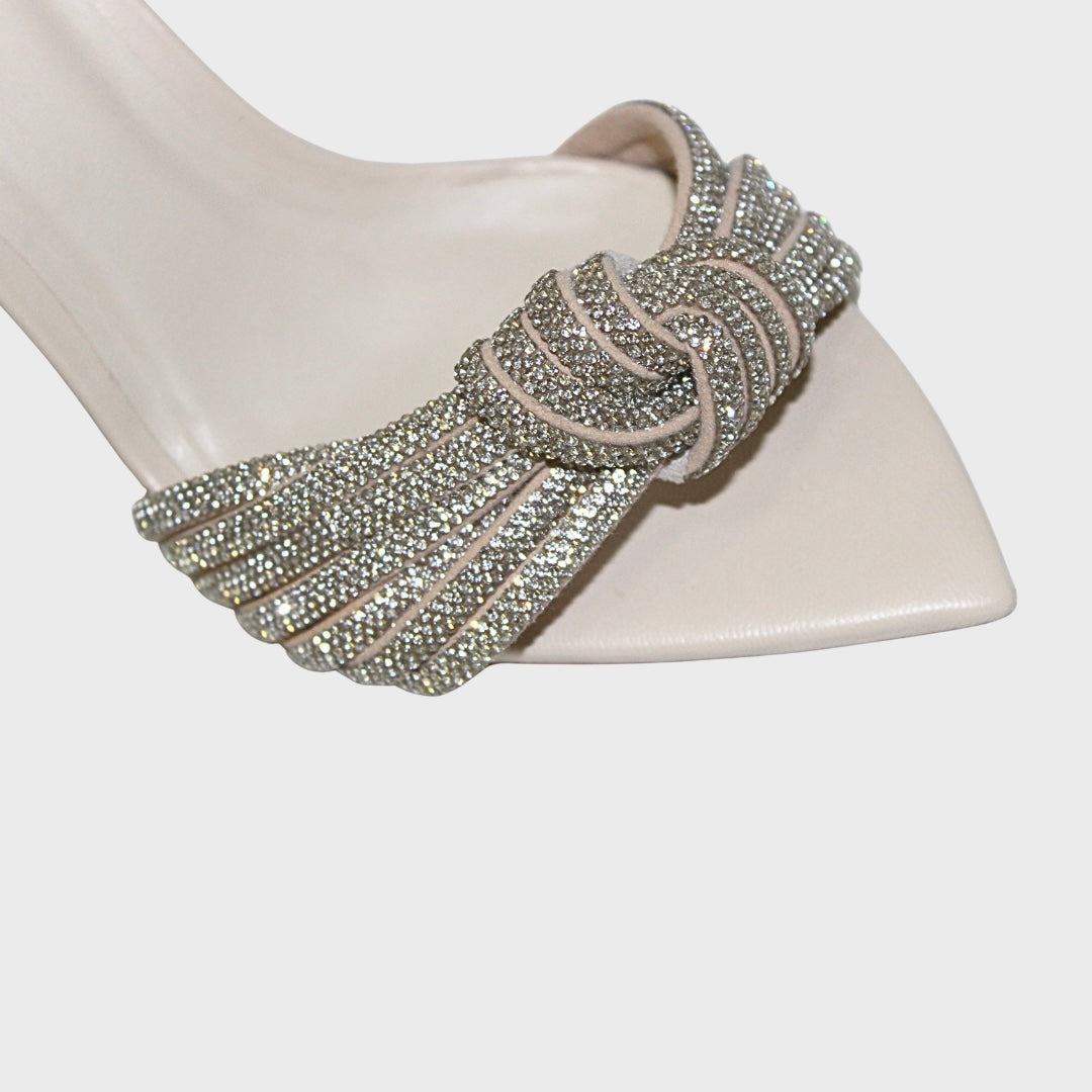 Rhinestone Knot Sandal Heel