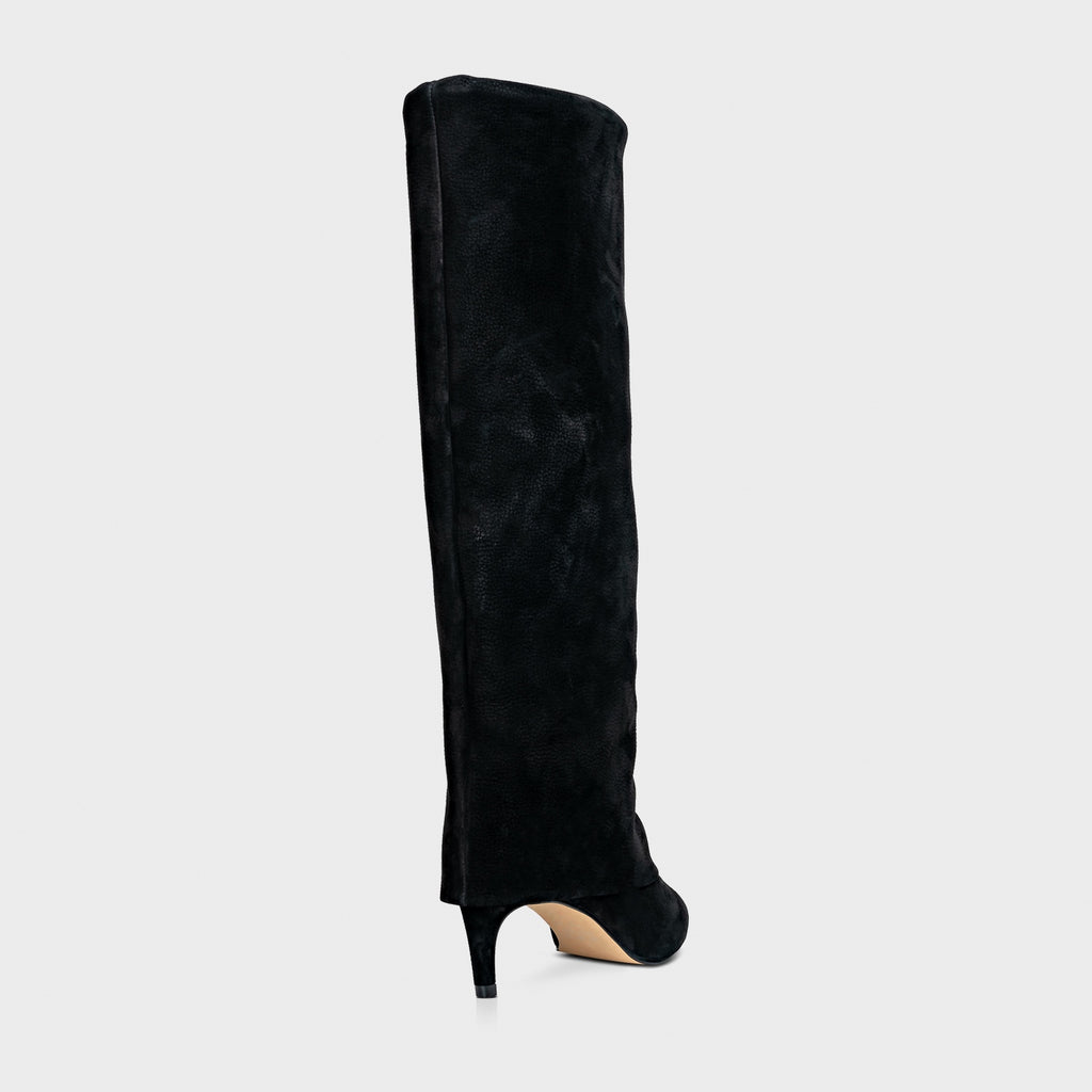 Nobuck Fold-Over Knee-High Boot