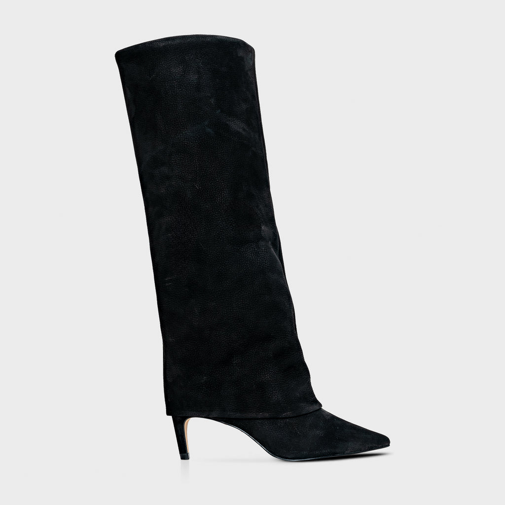 Nobuck Fold-Over Knee-High Boot