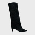 Nobuck Fold-Over Knee-High Boot