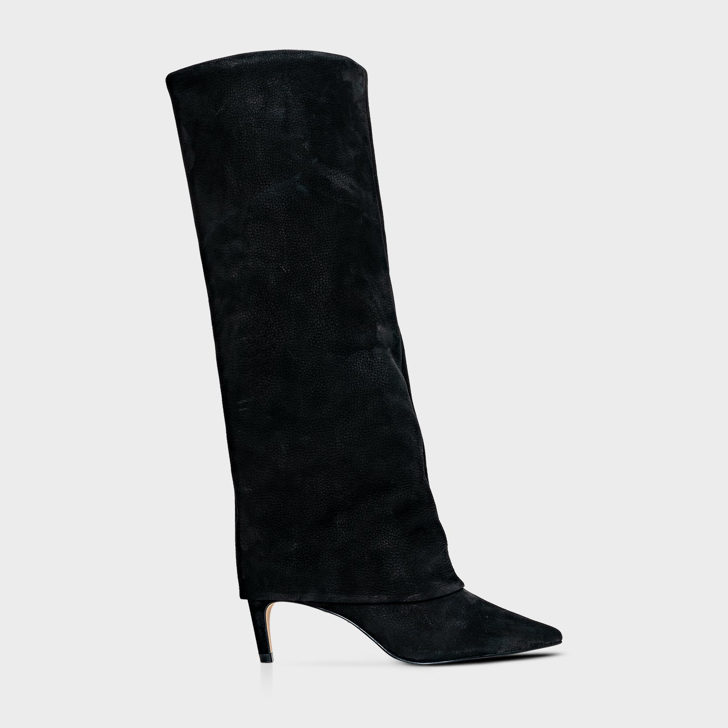 Nobuck Fold-Over Knee-High Boot