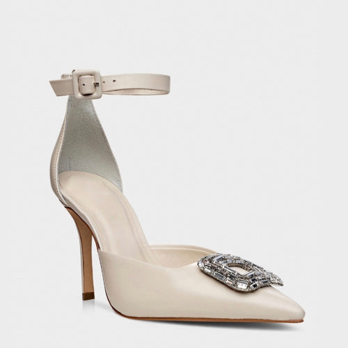 Brooch Detail Ankle Strap Heel