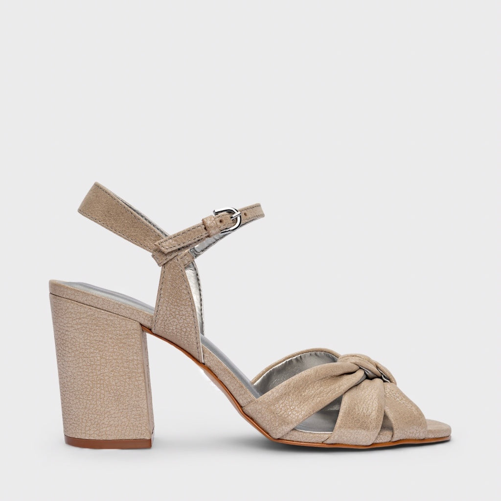 Twisted Strap Block Sandal Heel