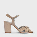 Twisted Strap Block Sandal Heel