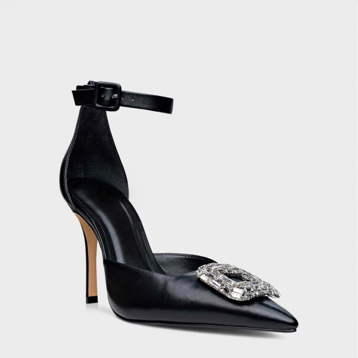 Brooch Detail Ankle Strap Heel