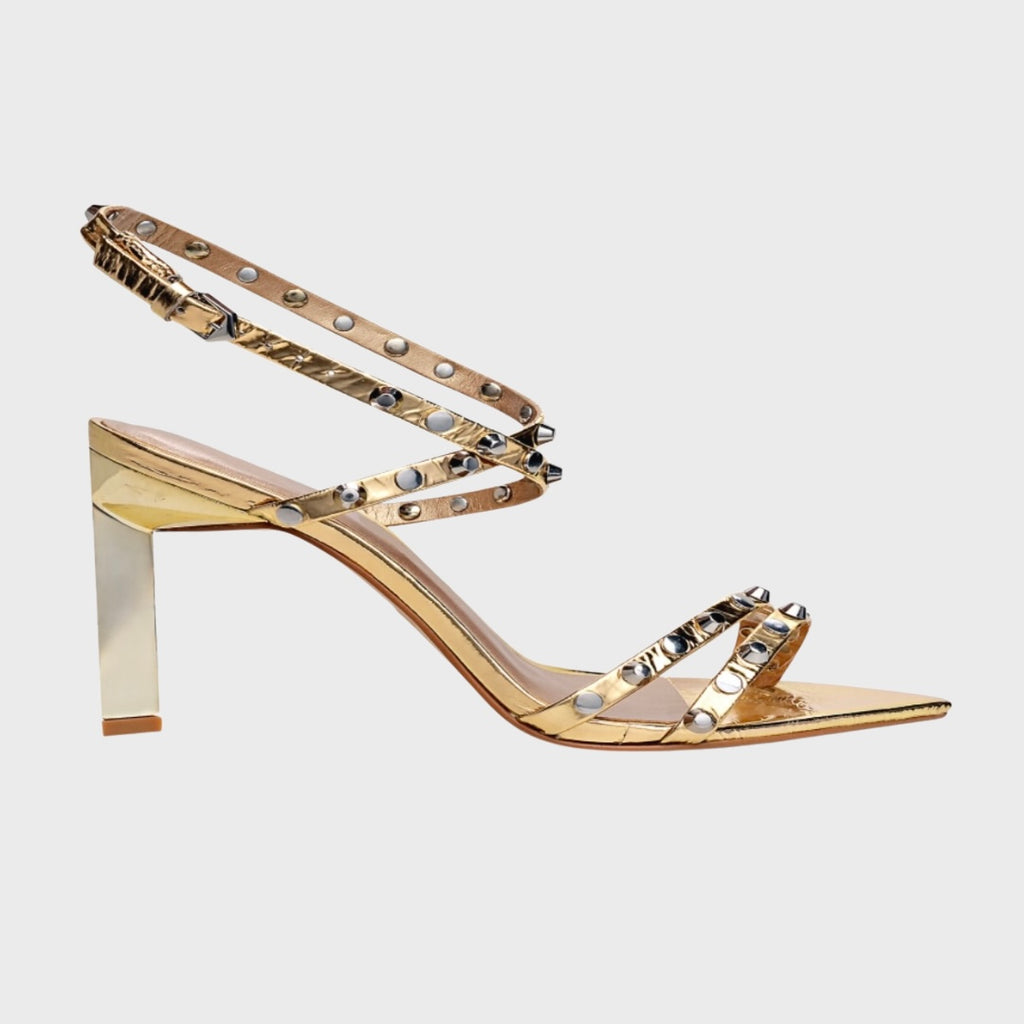 Metallic Stud Sandal Heel