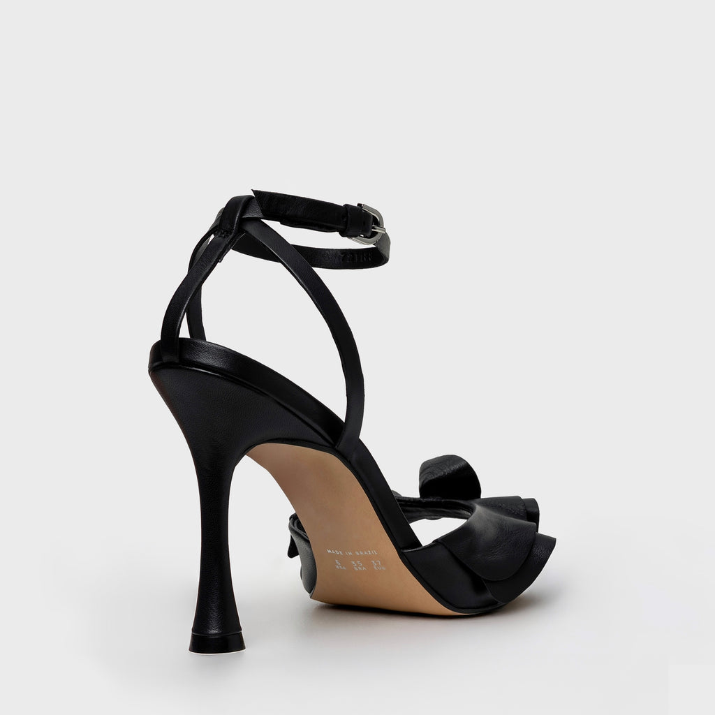 Ruffle Strap Sandal Heel