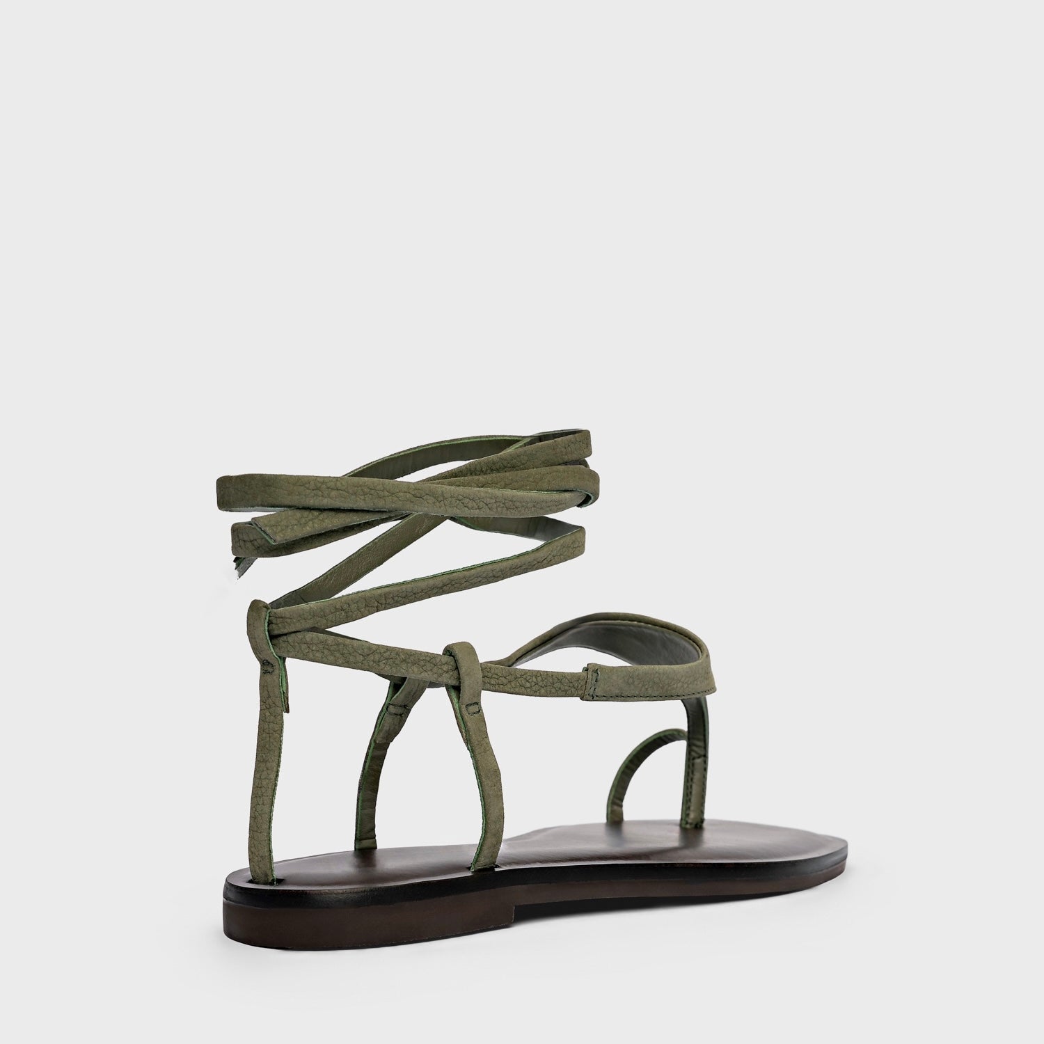 Nobuck Lace-Up Flat Sandal