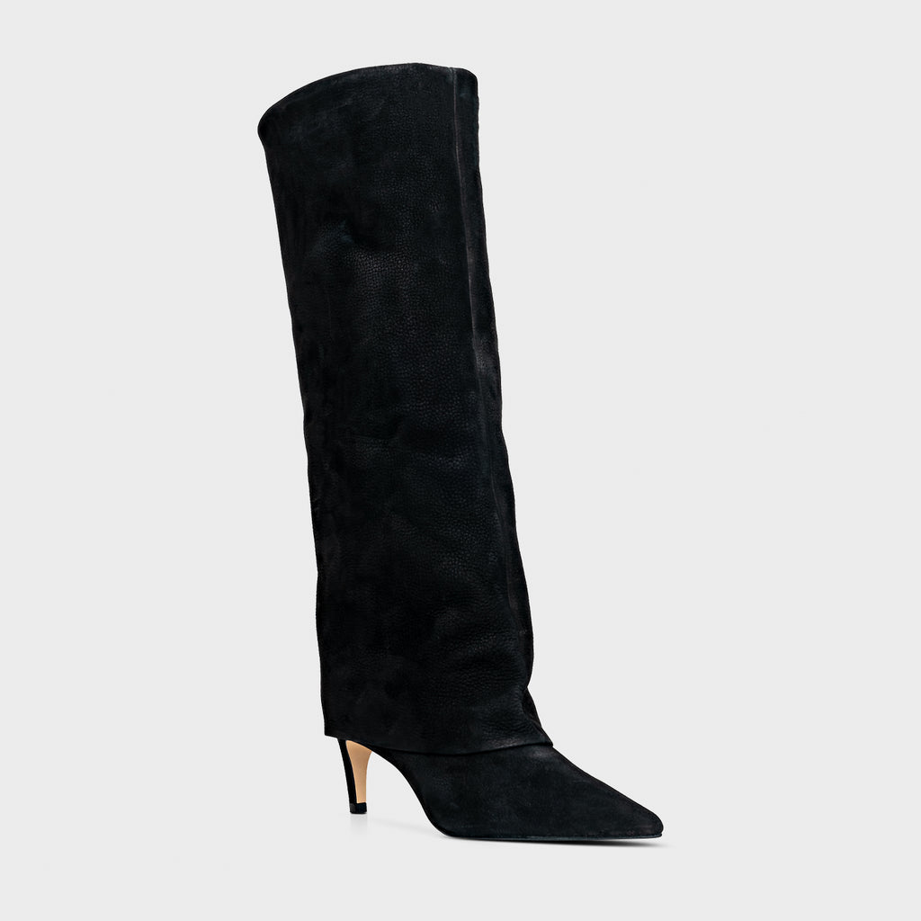 Nobuck Fold-Over Knee-High Boot