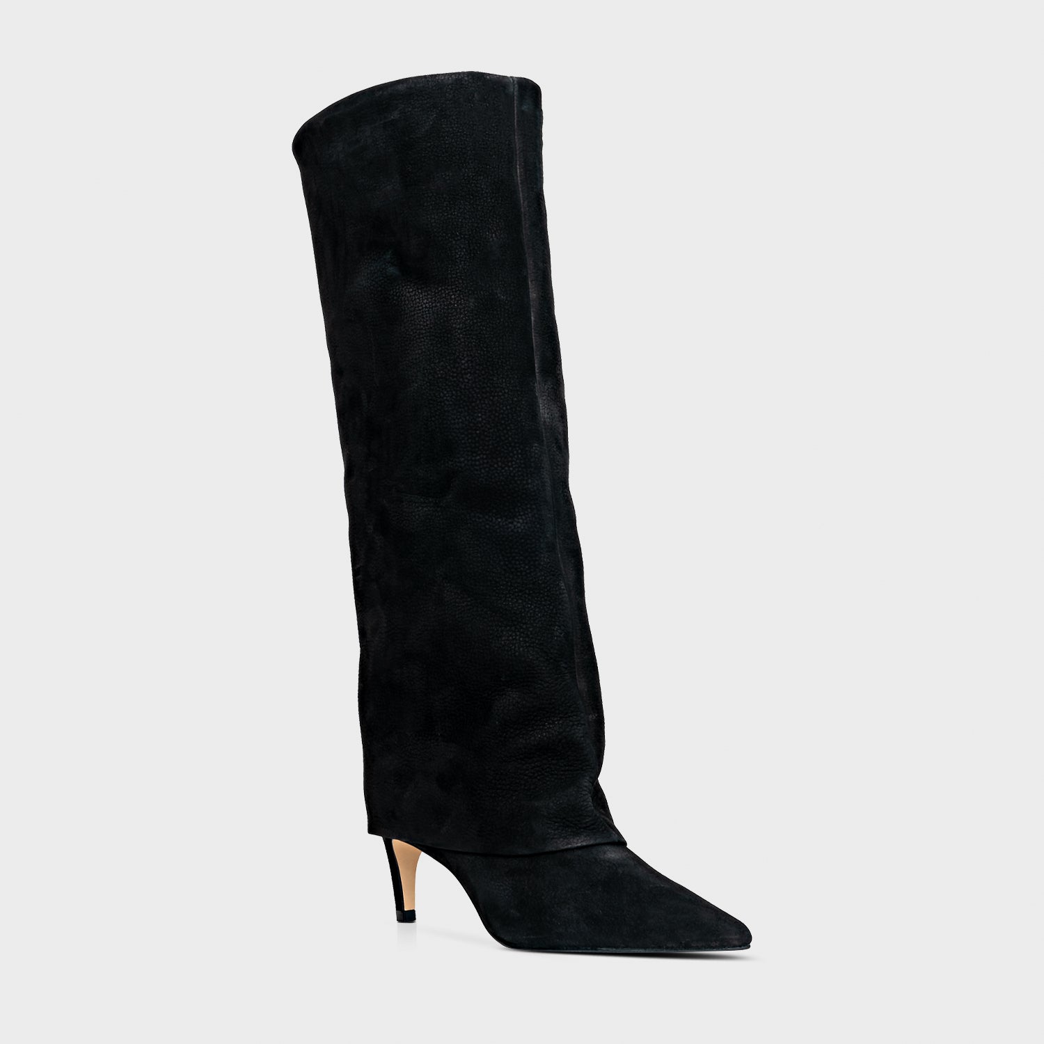 Nobuck Fold-Over Knee-High Boot
