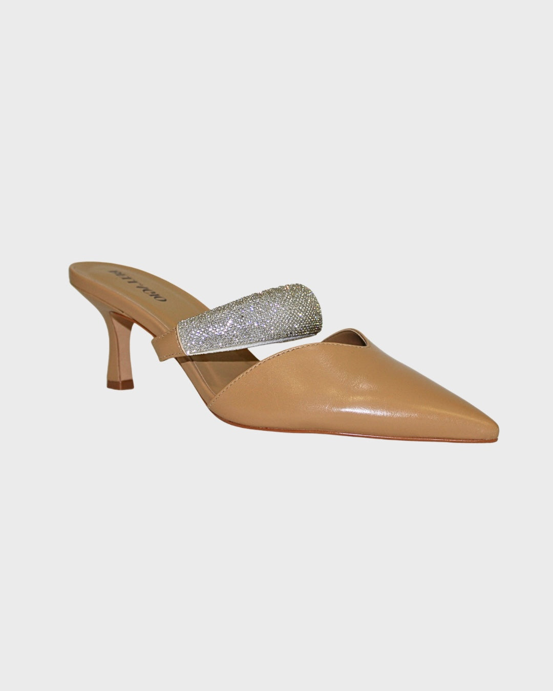 Rhinestone Strap Mule Heel